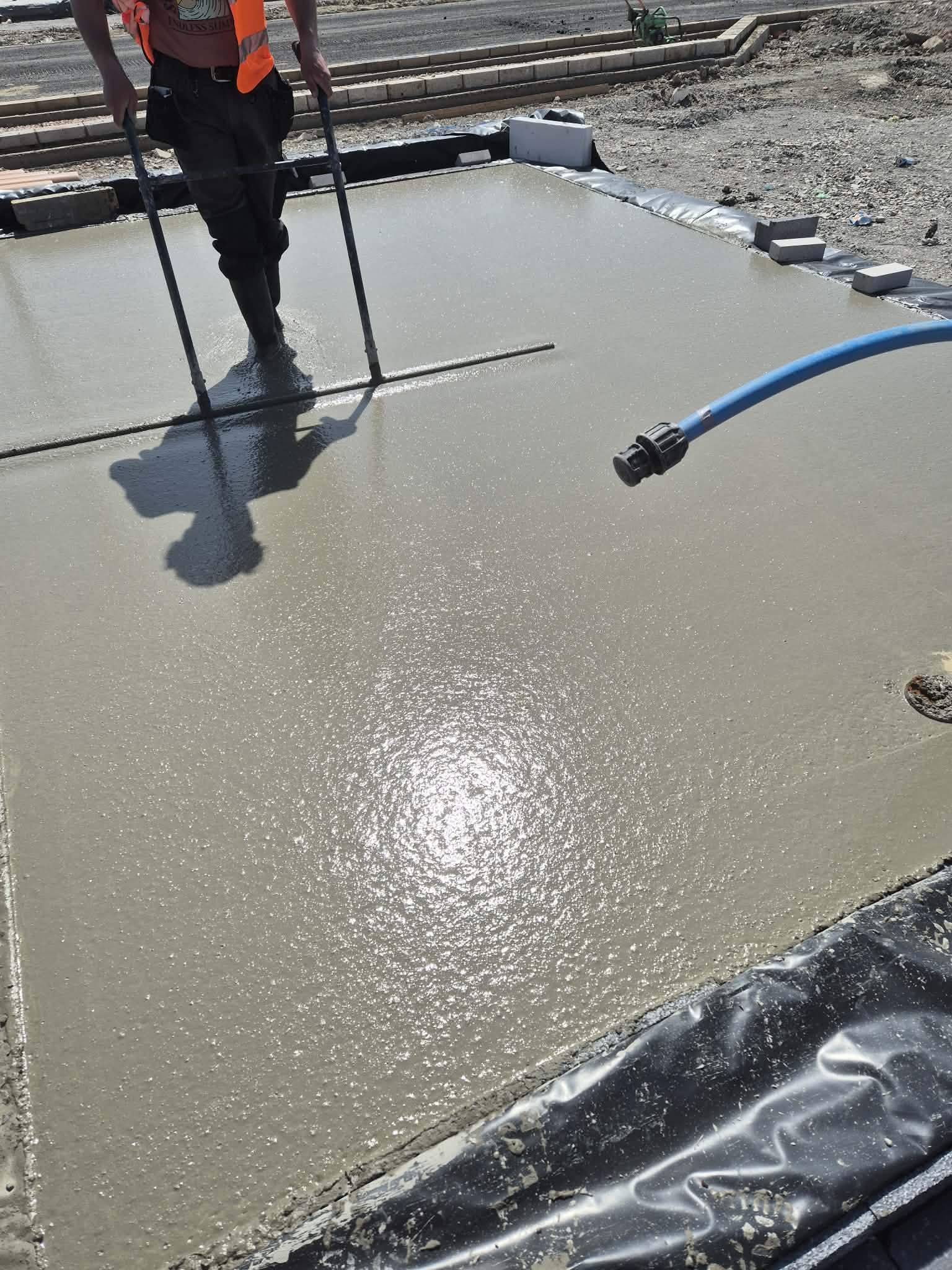 Finished concrete floor with a smooth, even surface